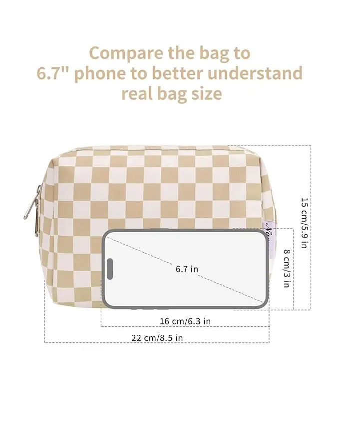 Checkered Makeup Bag